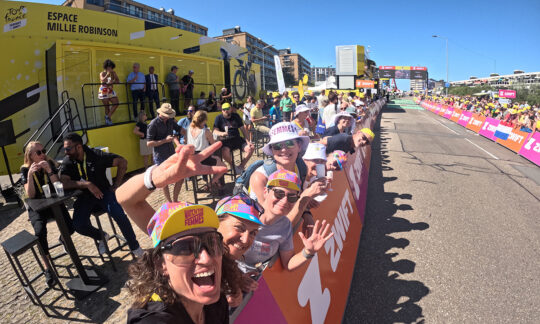 Thomson bike tours cheer squad at the Tour de France Femmes